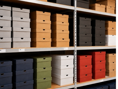Schuhkarton Maße: Schuhkartons in Regal